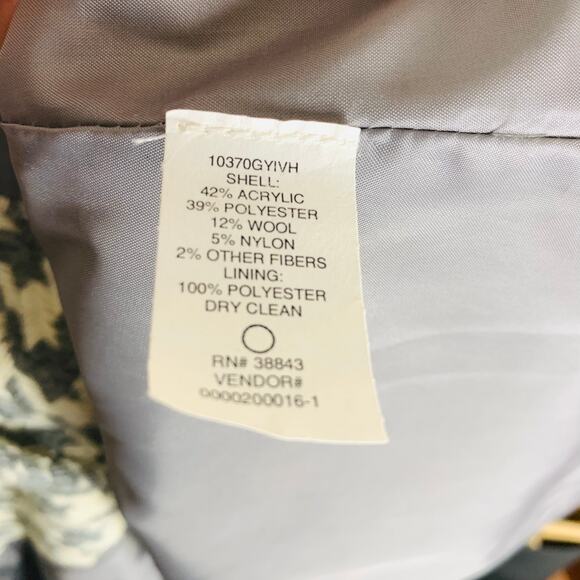 Larry Levine Grey & White Houndstooth Double-Breasted A-Line Coat Size 18 - Picture 5 of 5